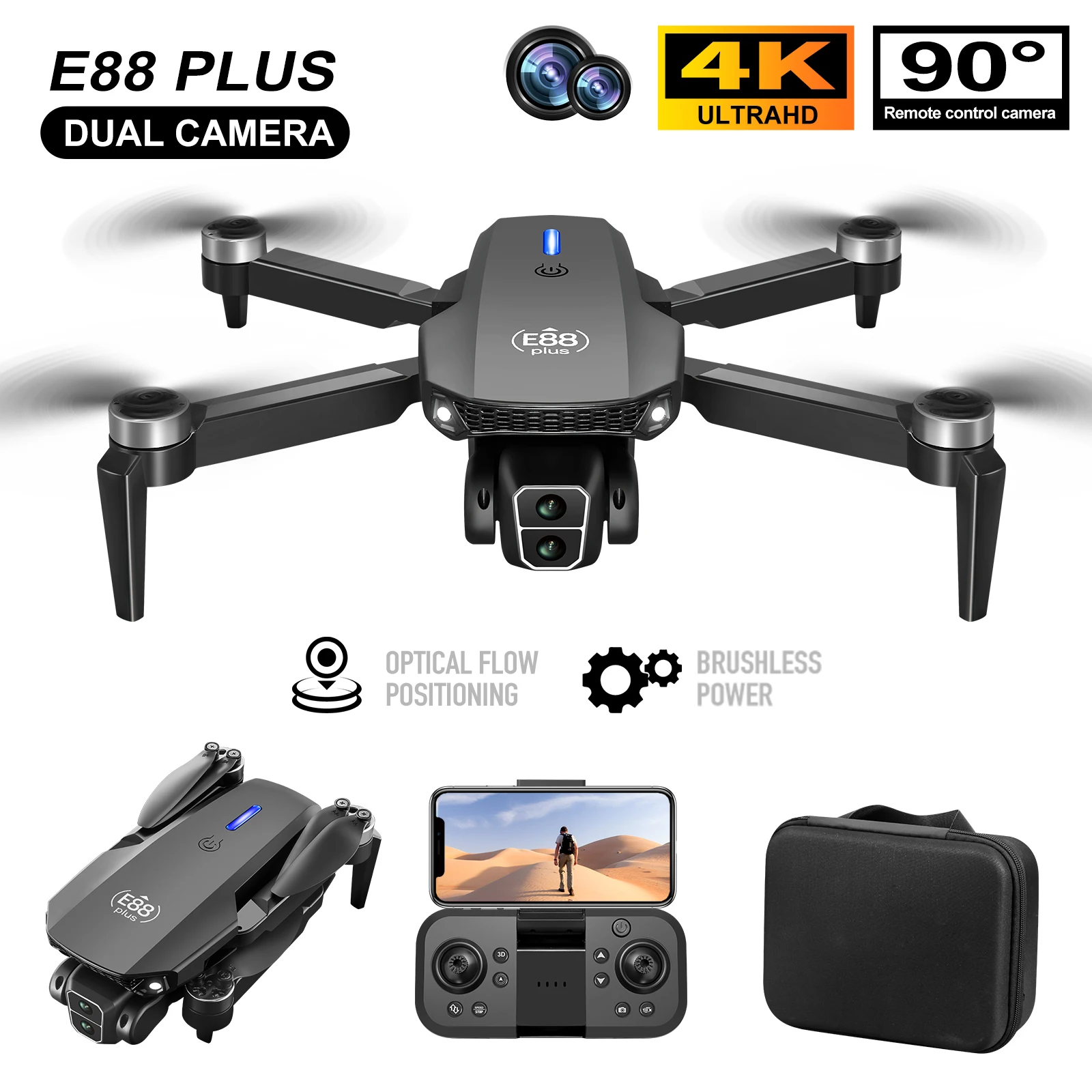 Drone Battery Case - โดรนโดรน E88 Plus ใหม่: 90 °