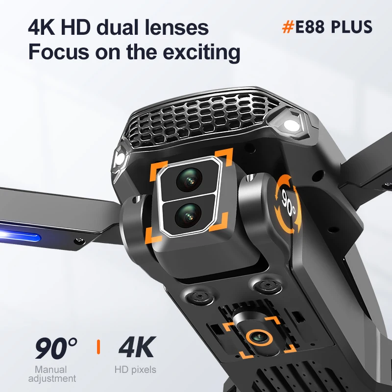 โดรนโดรน E88 Plus ใหม่: 90 °   - Drone Battery Case บทวิจารณ์และราคา