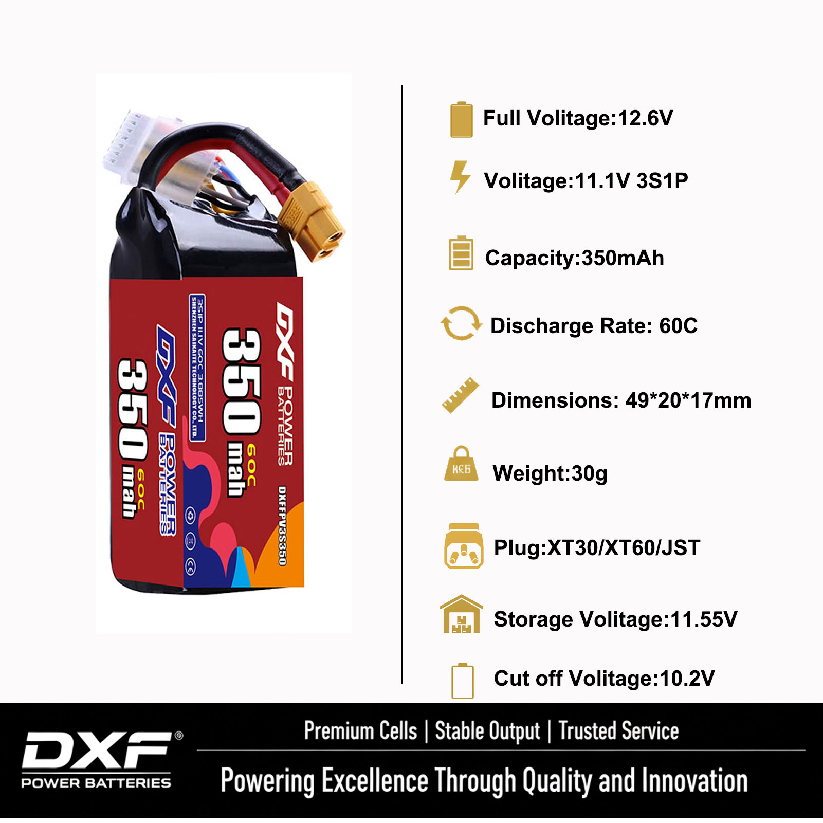 แบตเตอรี่ DXF Lipo 3S 11.4V 17 - Drone Battery 3S บทวิจารณ์และราคา