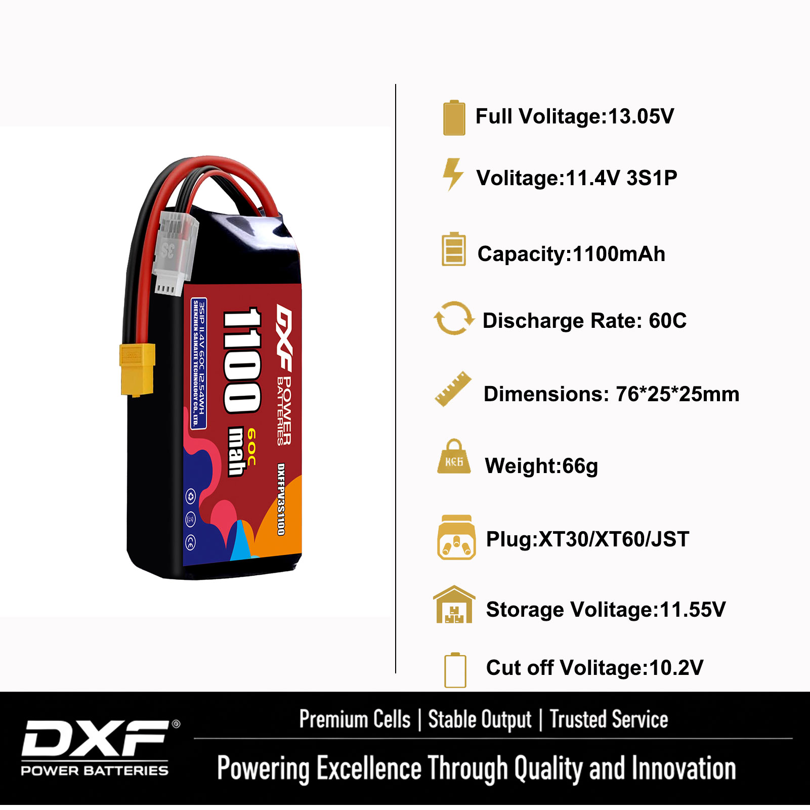 แบตเตอรี่ DXF Lipo 3S 11.4V 17 - Drone Battery 3S บทวิจารณ์และราคา