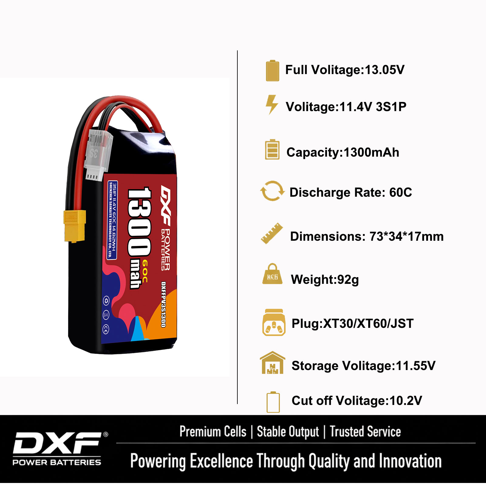 แบตเตอรี่ DXF Lipo 3S 11.4V 17 - Drone Battery 3S บทวิจารณ์และราคา