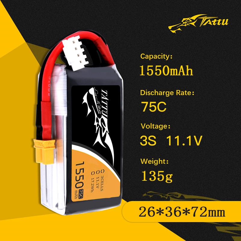 Tattu 3S 11.1V 1550mAh แบตเตอร - Drone Battery 3S บทวิจารณ์และราคา
